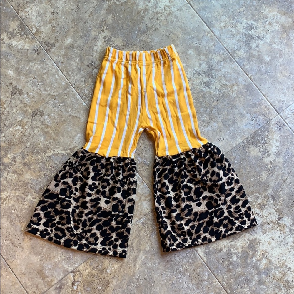 Toddler leopard and stripe western bell bottoms